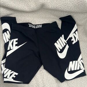 Nike Black Leggings with All-Over Logo Print